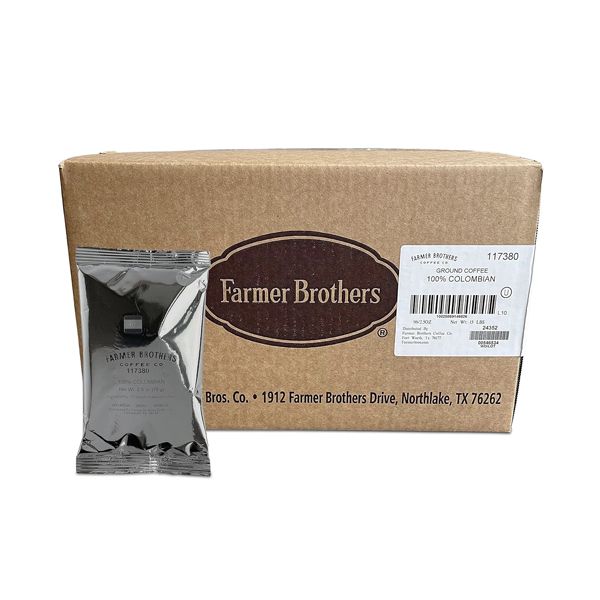 Farmer Brothers Coffee Ground Medium Roast All Colombian Coffee 2.5oz Portion Packs (96 Count)