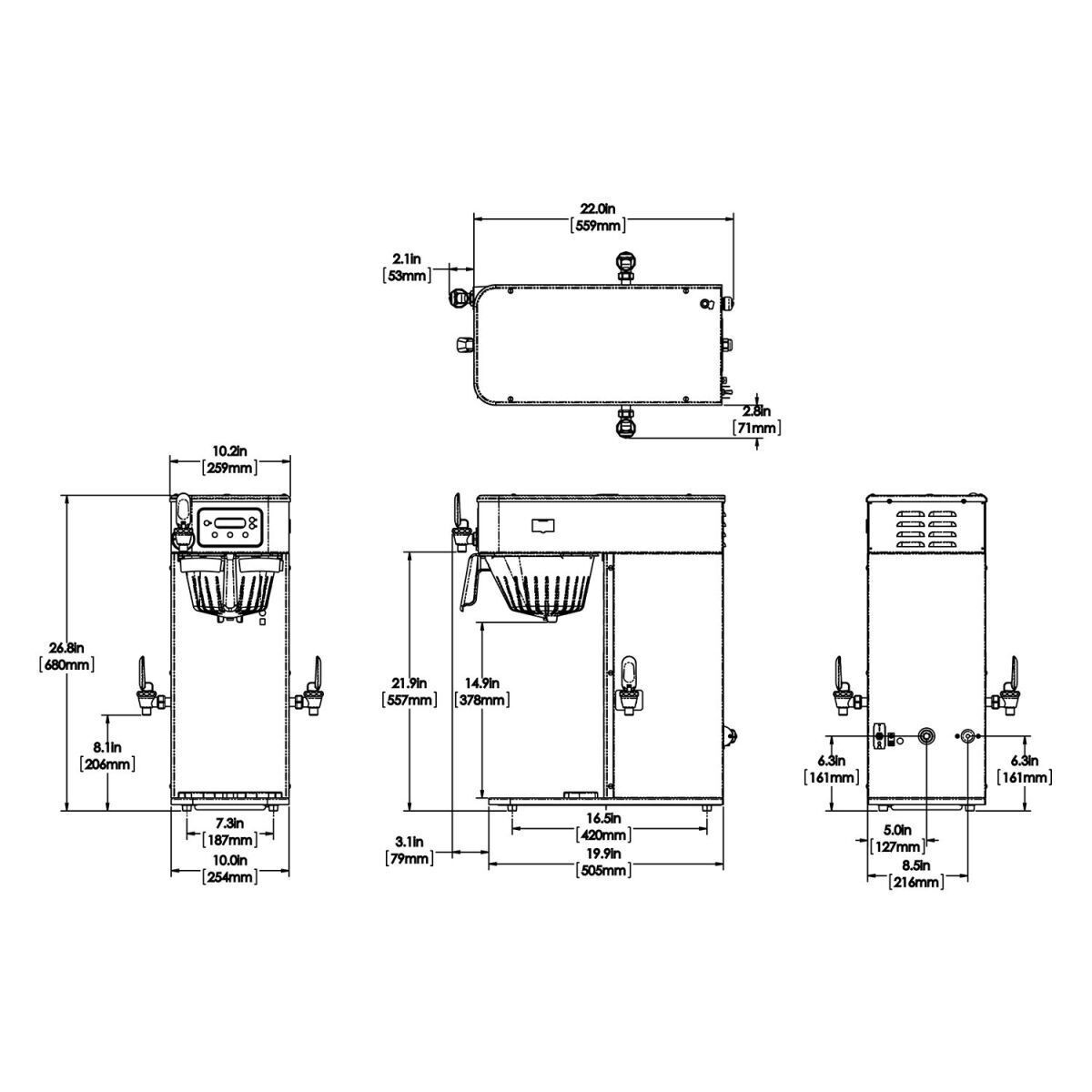 BUNN® Bunn 53100.0000 ICB Infusion Series Coffee Brewer-Dual Volt, 120V, Digital Readout Displays