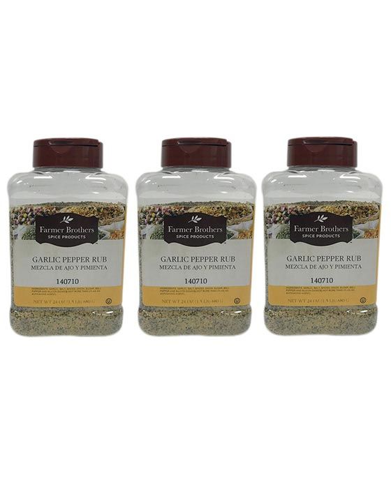 Farmer Brothers Garlic Pepper Rub (3 Bottles/1.5 Lb Ea.)