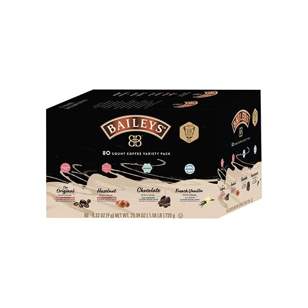Baileys Bailey's Single Serve Coffee, 80 Count Variety Pack - Original, Hazelnut, Chocolate And French Vanilla (20 Cups Each)