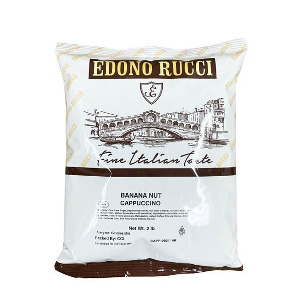 Edono Rucci Banana Nut Powdered Cappuccino Mix, 4 Bags( 2 Lbs Each)