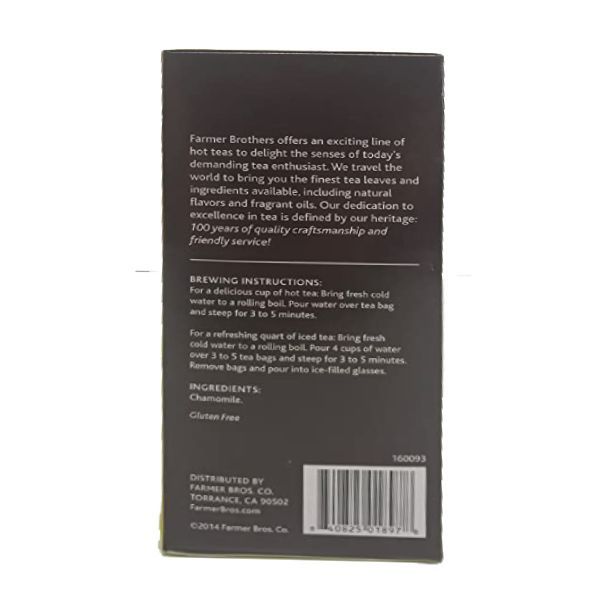 Farmer Brothers Premium: Chamomile Hot Tea, 6/25 Ct Tea Boxes