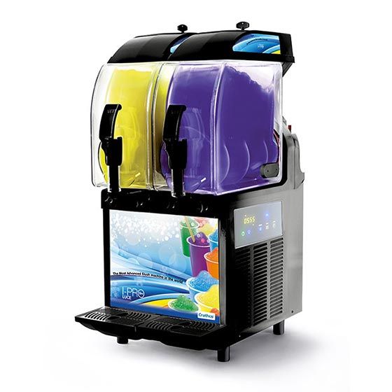 Crathco I-PRO 2E W/ LIGHT (1206-003) Black 16'' Countertop Double 2.9 Gallon Granita / Slushy / Frozen Beverage Dispenser With Lighted Front Panel And Electronic Controls, 115V
