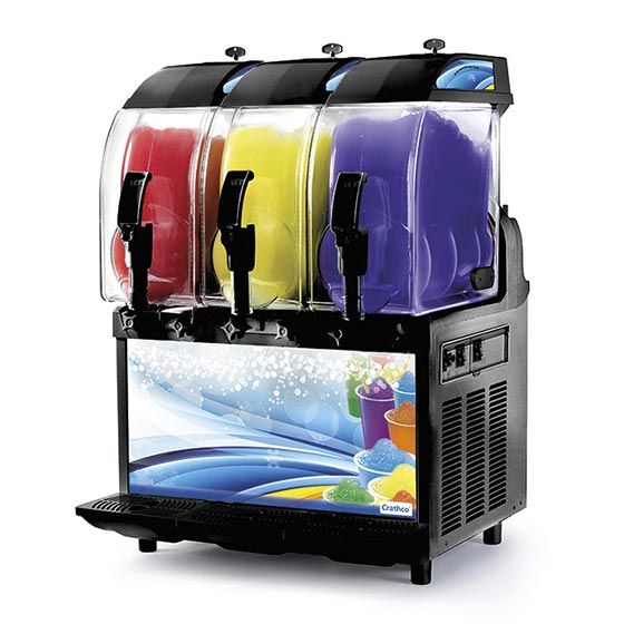 Crathco I-PRO 3M W/ LIGHT (1206-005) Black 24" Countertop Triple 2.9 Gallon Granita / Slushy / Frozen Beverage Dispenser With Lighted Front Panel And Mechanical Controls, 115V