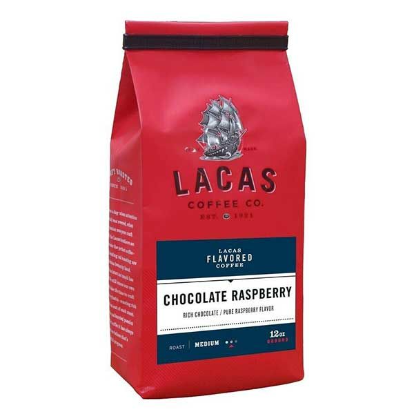 Lacas Coffee Flavored Coffee Chocolate Raspberry Ground 12oz