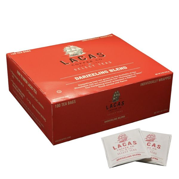 Lacas Coffee Company Hot Tea, Darjeeling Tea, 100 Tea Bags