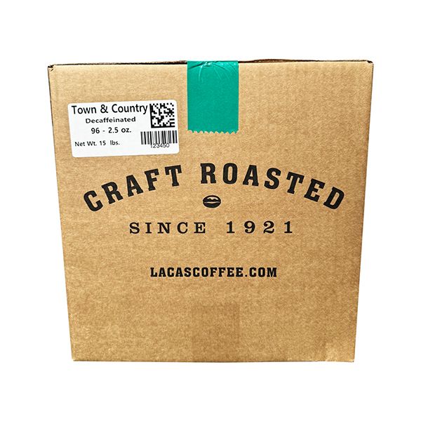 Lacas Coffee Co. Town And Country (Breakfast Blend) Decaf Ground Coffee, 96/2.5oz Brew Packs