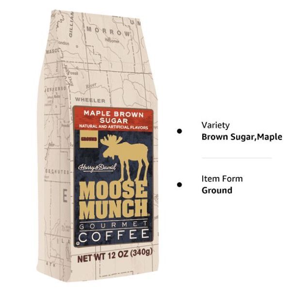Harry & David Moose Munch Maple Brown Sugar Ground Gourmet Coffee 3 Bags (12 Oz Each)