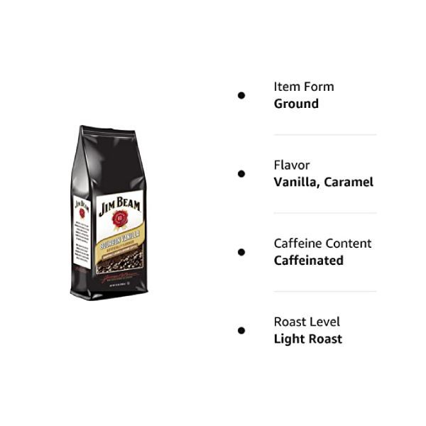 Jim Beam Bourbon Vanilla Bourbon Flavored Ground Coffee, 3 Bags (12 Oz Ea.)