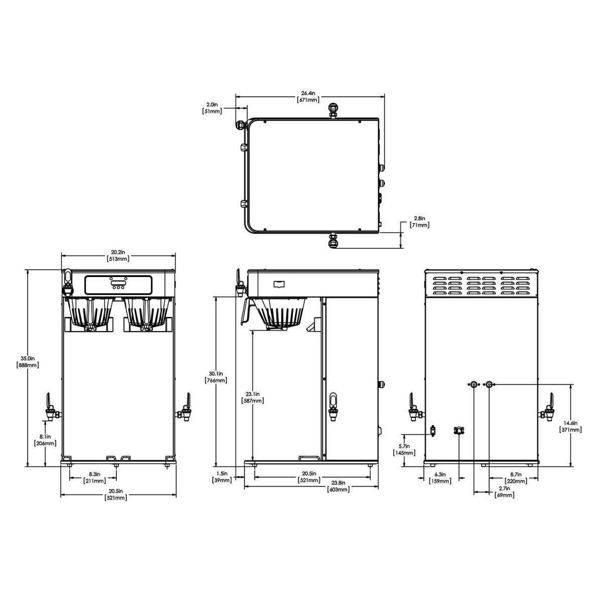 BUNN® Bunn 52400.0000 ITCB TWIN High Volume Tea/Coffee Brewer, With Display Group