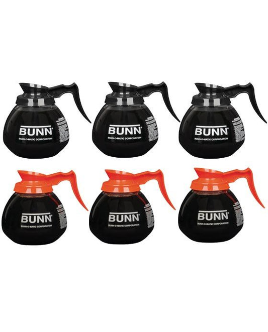 BUNN® BUNN 42401.0106 : Coffee Decanter Case Of 6 Glass Pots (3 Regular, 3 Decaf)