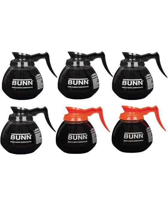 BUNN® BUNN 42401.0106 : Coffee Decanter Case Of 6 Glass Pots (4 Regular, 2 Decaf)