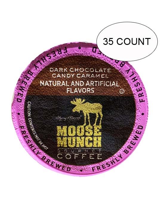  Moose Munch Coffee By Harry & David, Dark Chocolate Candy Caramel, 35 Single Serve Cups