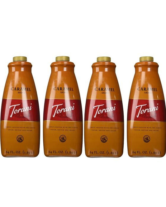  Torani Caramel Sauce, 4 Bottles/64 Oz Ea. Free Pump Included