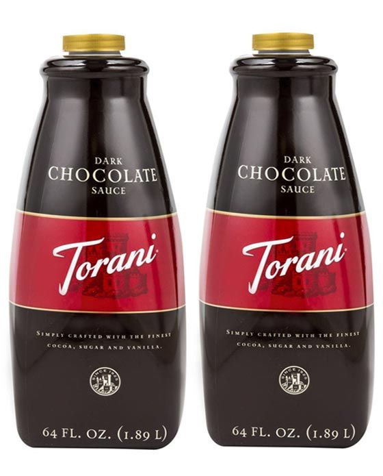  Torani Dark Chocolate Sauce, 2 Bottles/64 Oz Ea. Free Pump Included