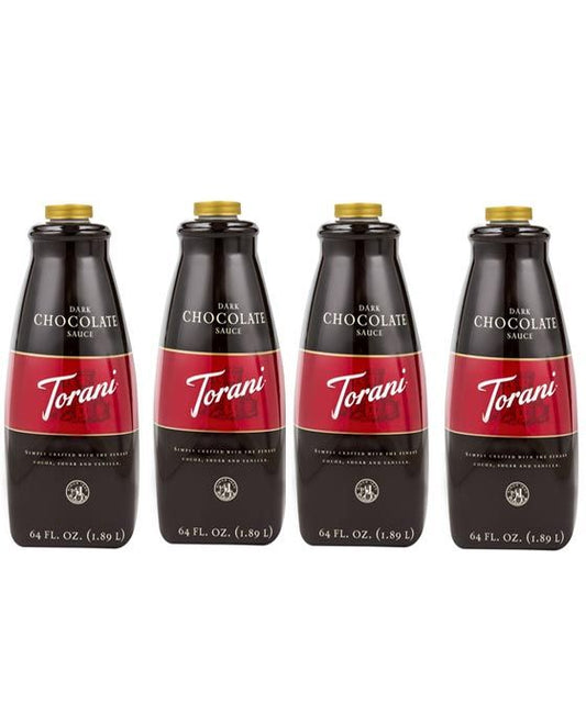  Torani Dark Chocolate Sauce, 4 Bottles/64 Oz Ea. Free Pump Included