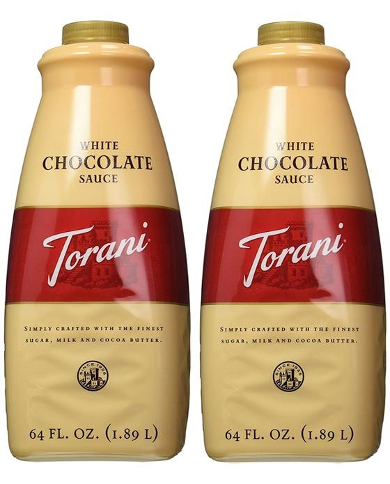  Torani White Chocolate Sauce, 2 Bottles/64 Oz Ea. Free Pump Included