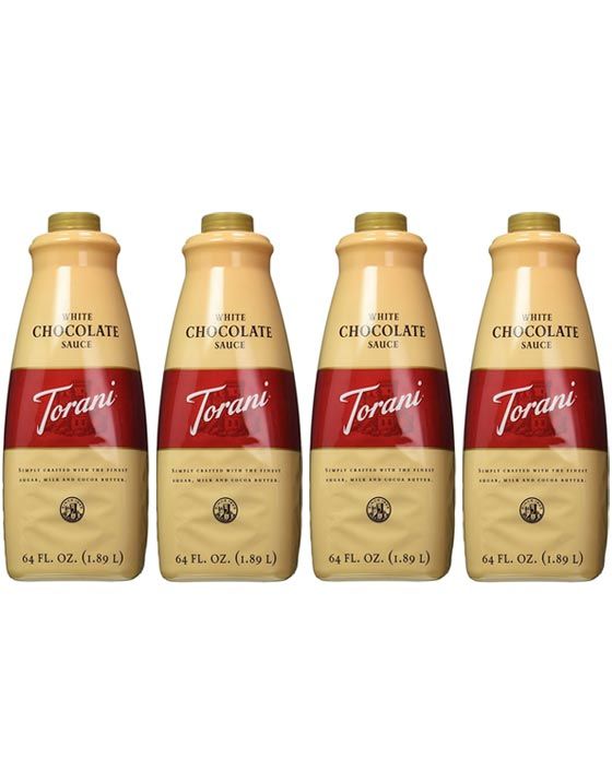  Torani White Chocolate Sauce, 4 Bottles/64 Oz Ea. Free Pump Included