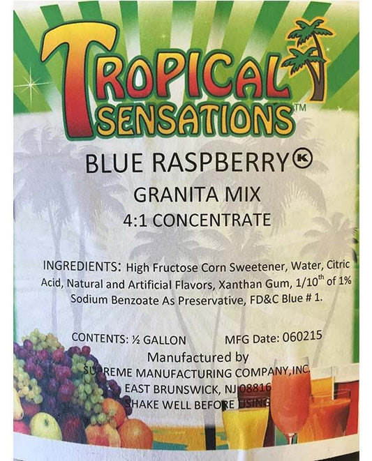  Tropical Sensations - Blue Raspbery Granita Mix, 6 Bottles 64 Oz Each