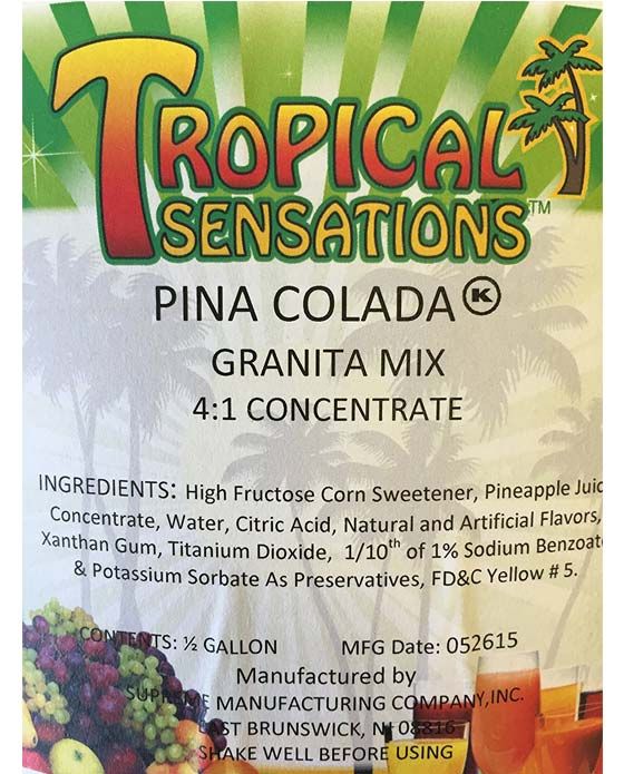  Tropical Sensations - Pina Colada Granita Mix, 6 Bottles 64 Oz Each