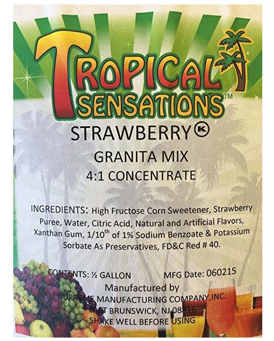  Tropical Sensations - Strawberry Granita Mix, 6 Bottles 64 Oz Each