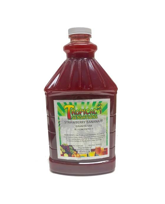  Tropical Sensations - Strawberry Banana Granita Mix, 6 Bottles 64 Oz Ea