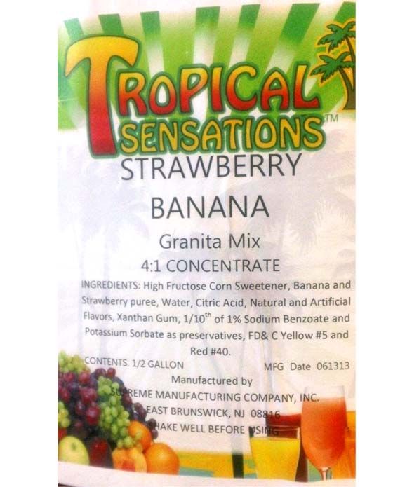  Tropical Sensations - Strawberry Banana Granita Mix, 6 Bottles 64 Oz Ea