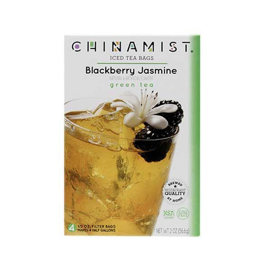  China Mist Naturally Flavored Blackberry Jasmine Iced Tea Bags, 4-Count Box, Each Bag Yields 1/2 Gallon