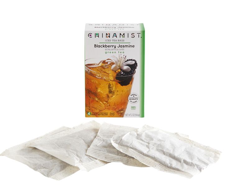  China Mist Naturally Flavored Blackberry Jasmine Iced Tea Bags, 4-Count Box, Each Bag Yields 1/2 Gallon