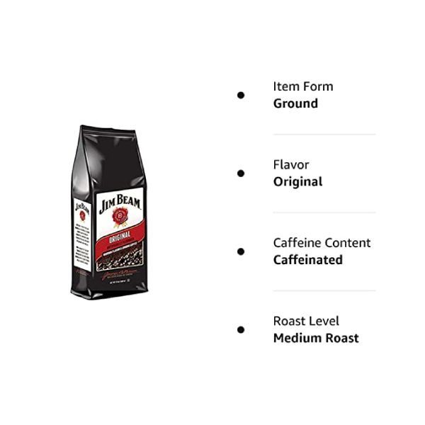  Jim Beam Original Bourbon Flavored Ground Coffee, 2 Bags (12 Oz Ea.)