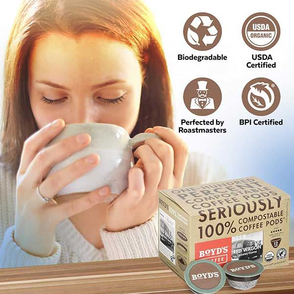  Boyd's Coffee Organic Red Wagon Coffee - Dark Roast - Single Serve Pods (72 Ct)