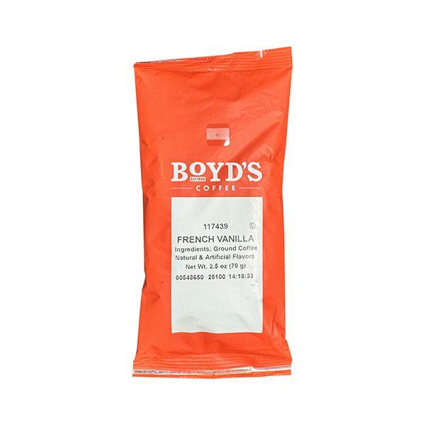  Boyd's French Vanilla Flavored Ground Coffee, 46/2.5oz Pre-Portioned Packets