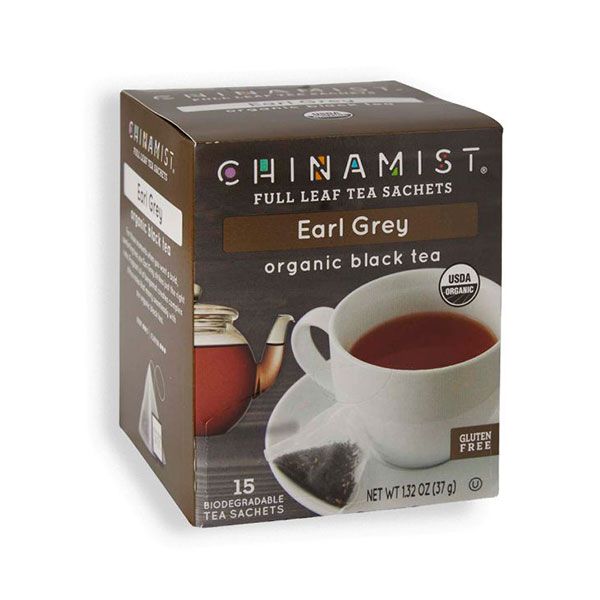  China Mist - Earl Grey Organic Black Full Leaf Tea Sachet, 4 Boxes 15 Count Each