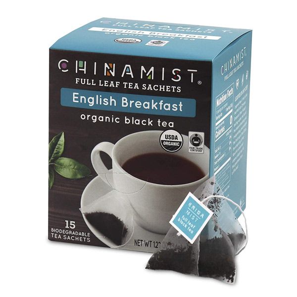 China Mist - English Breakfast Organic Black Full Leaf Tea Sachet, 15 Count Box - Biodegradable And Individually Wrapped