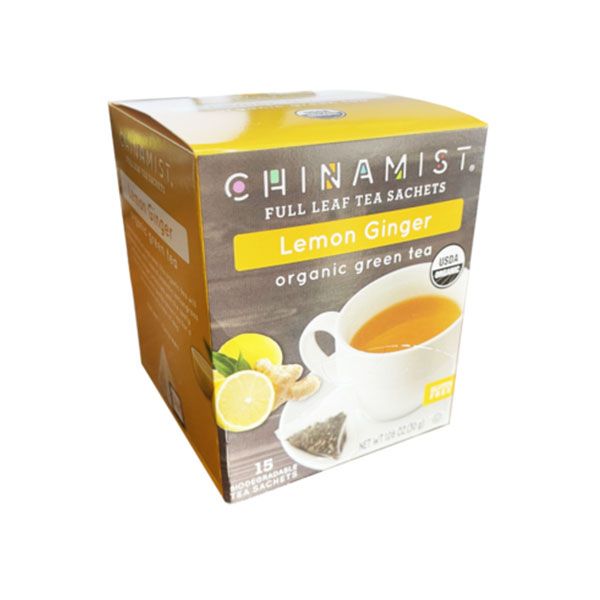  China Mist - Lemon Ginger Organic Green Tea Sachet, 15 Count 