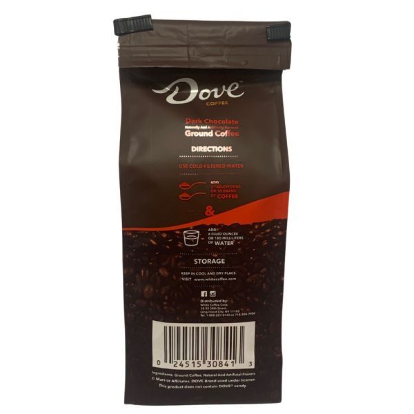  Dove Dark Chocolate, Naturally And Artificially Flavored Ground Coffee, 4/10 Oz Bags