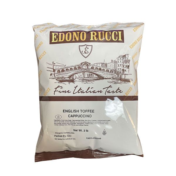  Edono Rucci English Toffee Cappuccino Mix, 4 Bags (2 Lb Each)