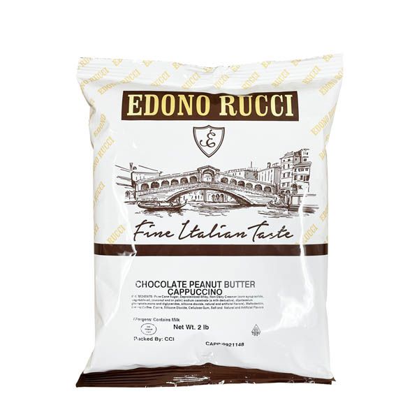  Edono Rucci Chocolate Peanut Butter Powdered Cappuccino Mix, 2 Bags( 2 Lbs Each)