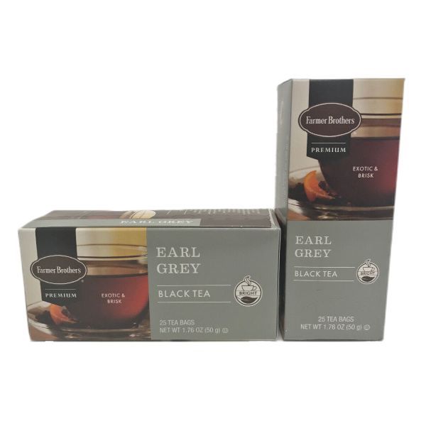  Farmer Brothers Premium: Earl Grey Hot Tea, 2/25 Ct Tea Boxes