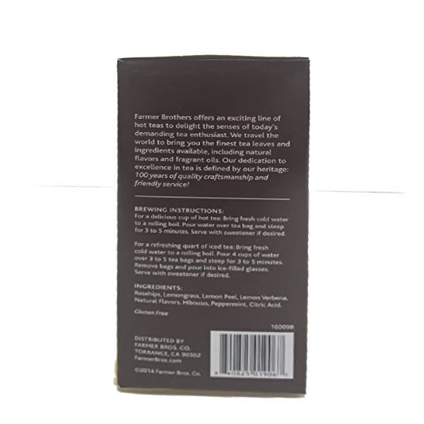  Farmer Brothers Premium: Lively Lemon Hot Tea, 1/25 Ct Tea Box