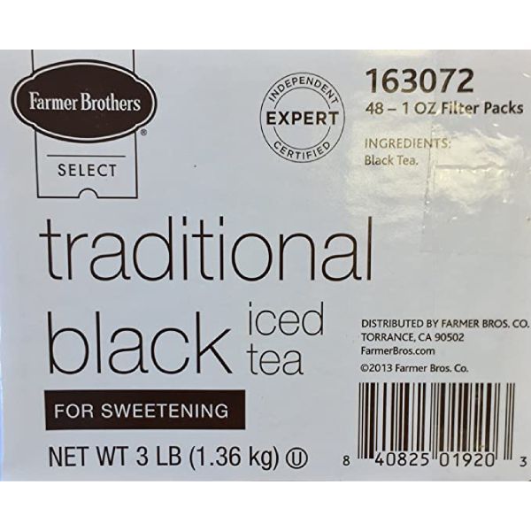  Farmer Brothers Black Iced Tea For Sweetening, 4 Boxes - 48/1 Oz