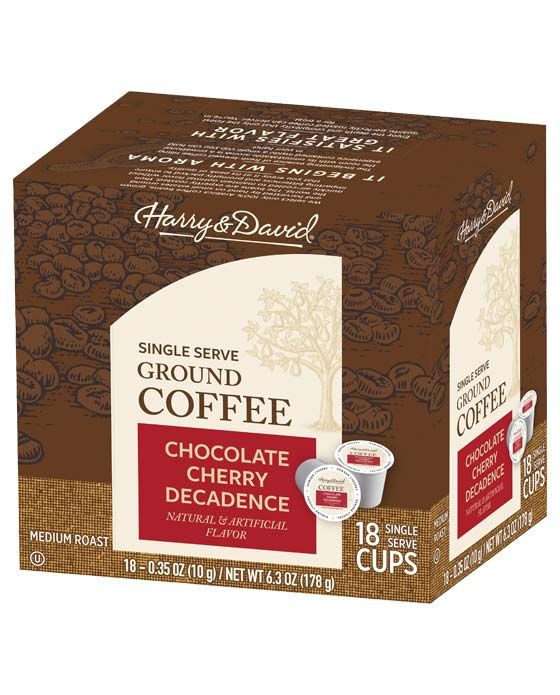  Harry & David Chocolate Cherry Decadence Single Serve Coffee, 4/18 Count