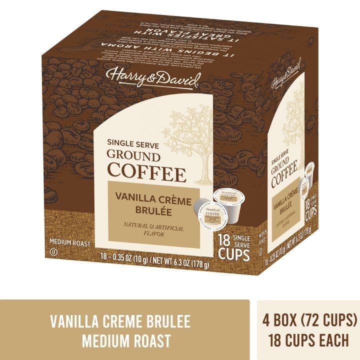  Harry & David Vanilla Creme Brulee Single Serve Coffee, 4/18 Count