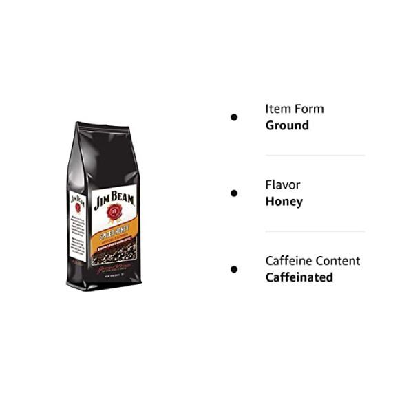  Jim Beam Spiced Honey Bourbon Flavored Ground Coffee, 2 Bags (12 Oz Ea.)