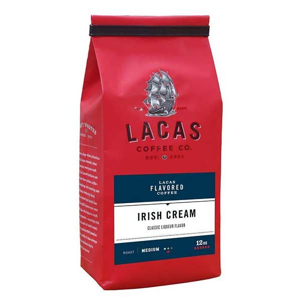  Lacas Coffee Company, Irish Cream, Medium Fine Ground Coffee, 2/12oz Bags