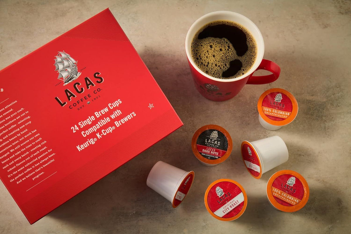  Lacas Coffee Single Serve Cups, 24 Count (Dark Note)