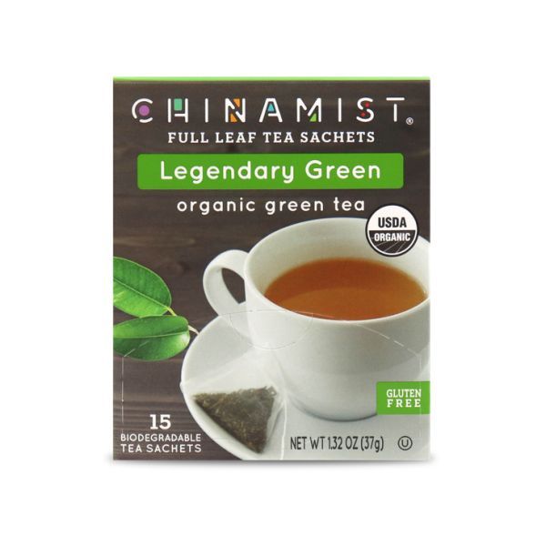  China Mist - Legendary Green Organic Black Full Leaf Tea Sachet, 15 Count Box