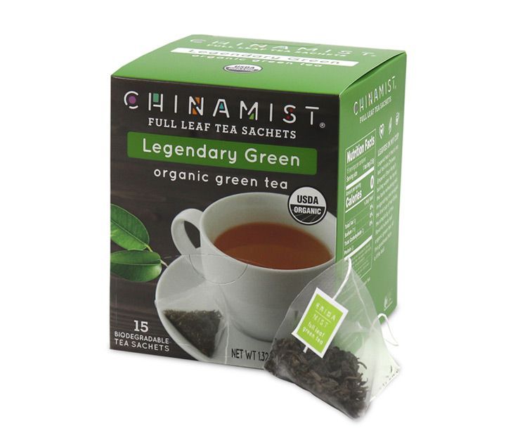  China Mist - Legendary Green Organic Black Full Leaf Tea Sachet, 2 Boxes 15 Count - Biodegradable And Individually Wrapped