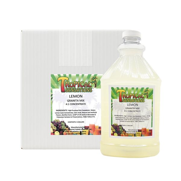  Tropical Sensations Lemon Granita Slushie Mix – 6 Bottles, 64 Oz Each – Non-Alcoholic Frozen Drink Mix For Slush Machines – Bulk Case