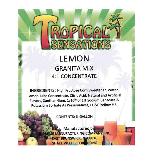  Tropical Sensations Lemon Granita Slushie Mix – 64 Oz Bottle – Non-Alcoholic Frozen Drink Mix For Slush Machines